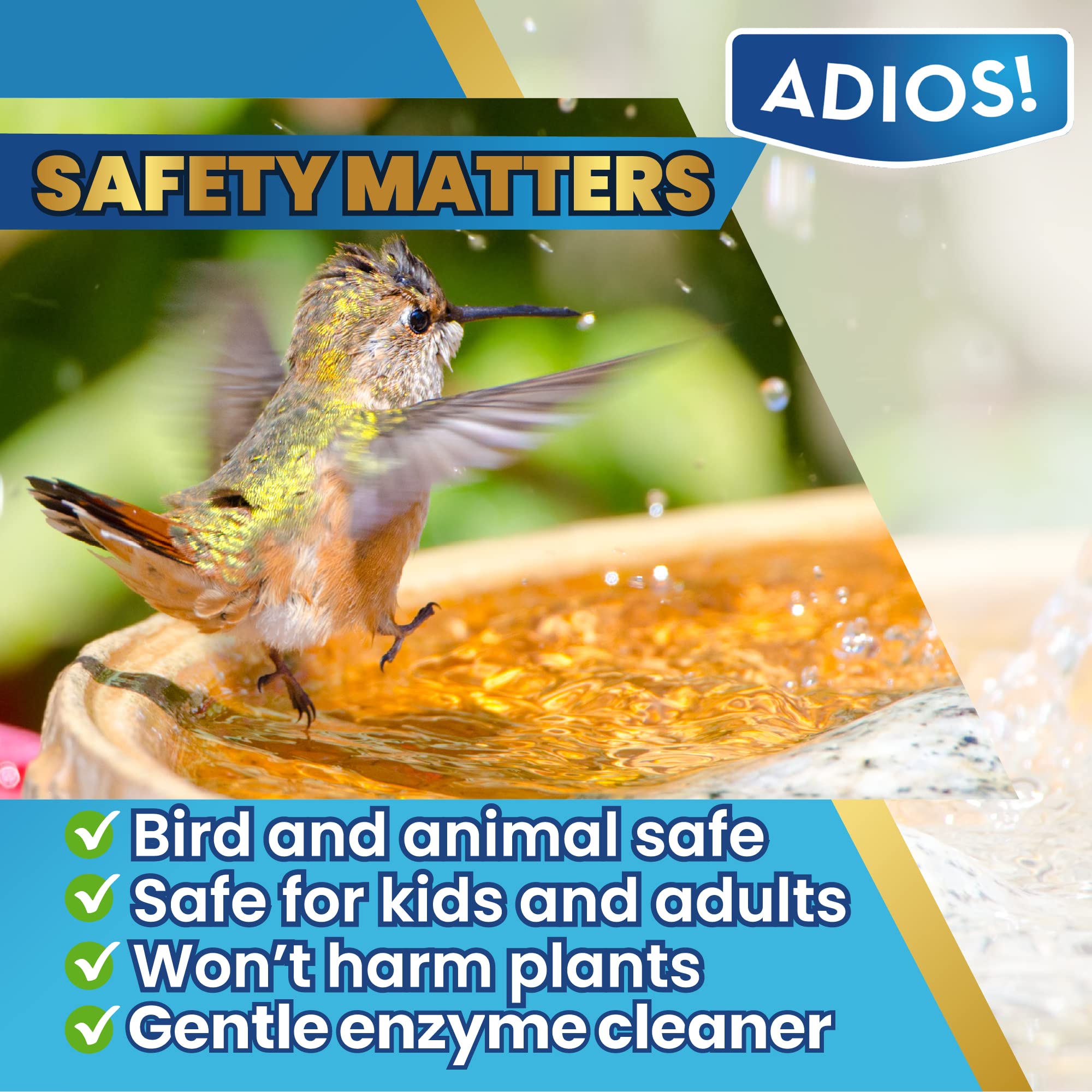 ADIOS! Fountain Cleaner safe around birds in home with pets