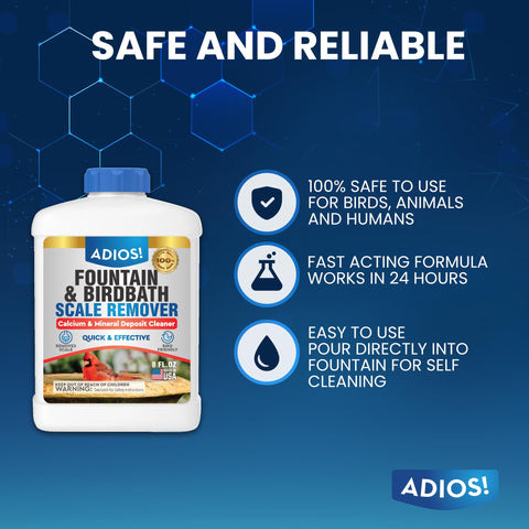 ADIOS! Fountain Scale Remover target on pump area to improve flow and efficiency