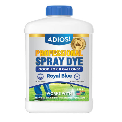 ADIOS! professional blue spray dye marker 8oz bottle for precise lawn coverage