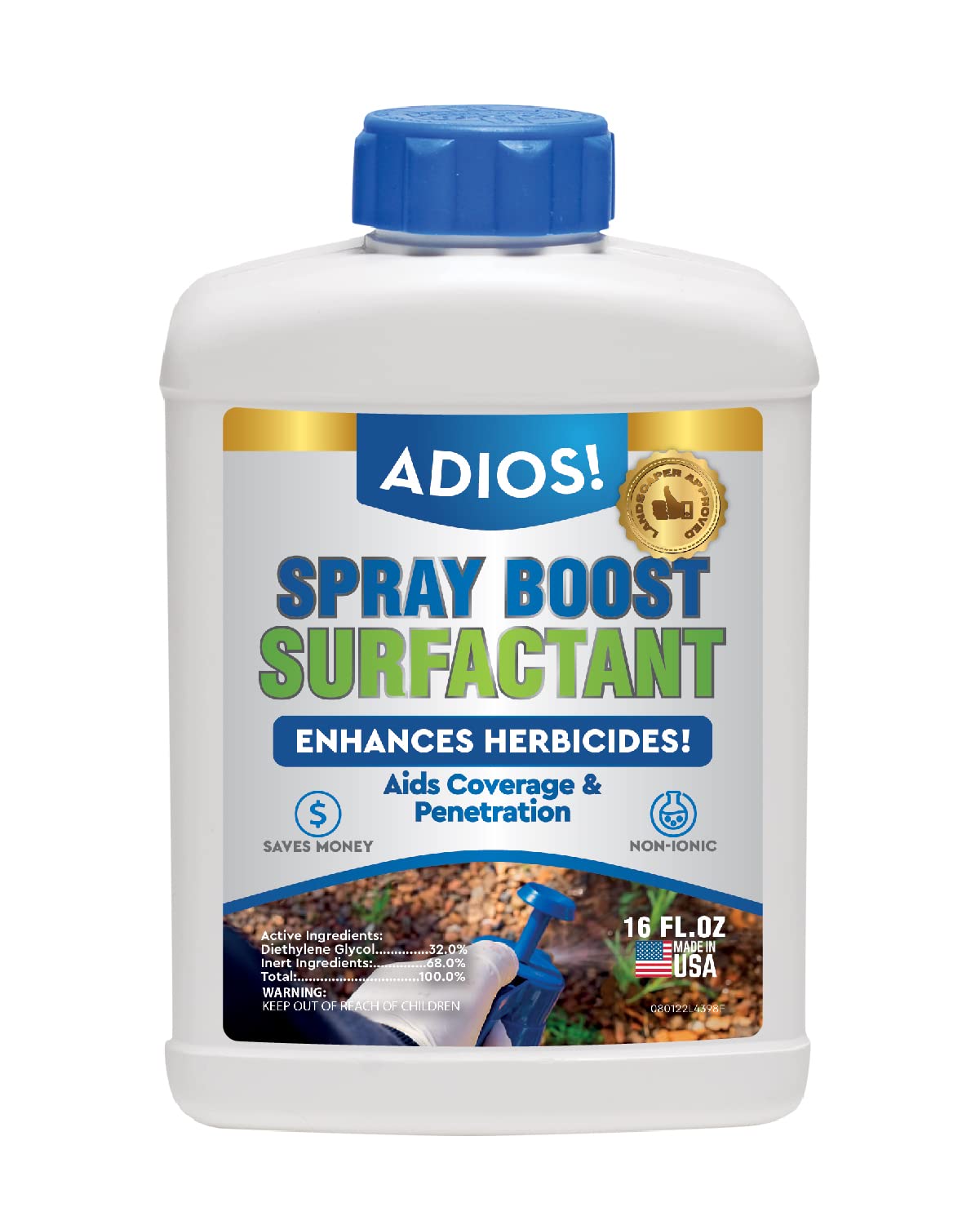 ADIOS! Spray Boost bottle pour for easy, even weed coverage.