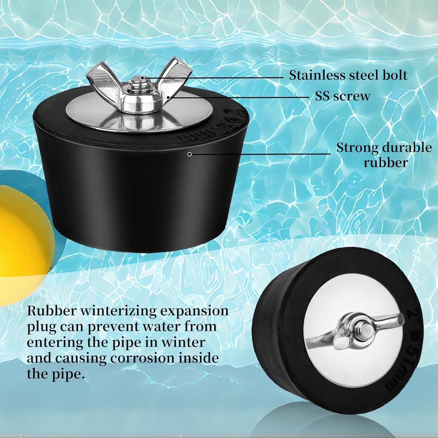 ADKUN stainless steel bolts accompany the plugs for secure pool equipment installation.