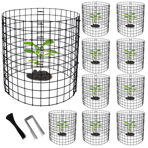 Adnee ten-pack wire plant protectors guard seedlings with durable, animal-proof cages.
