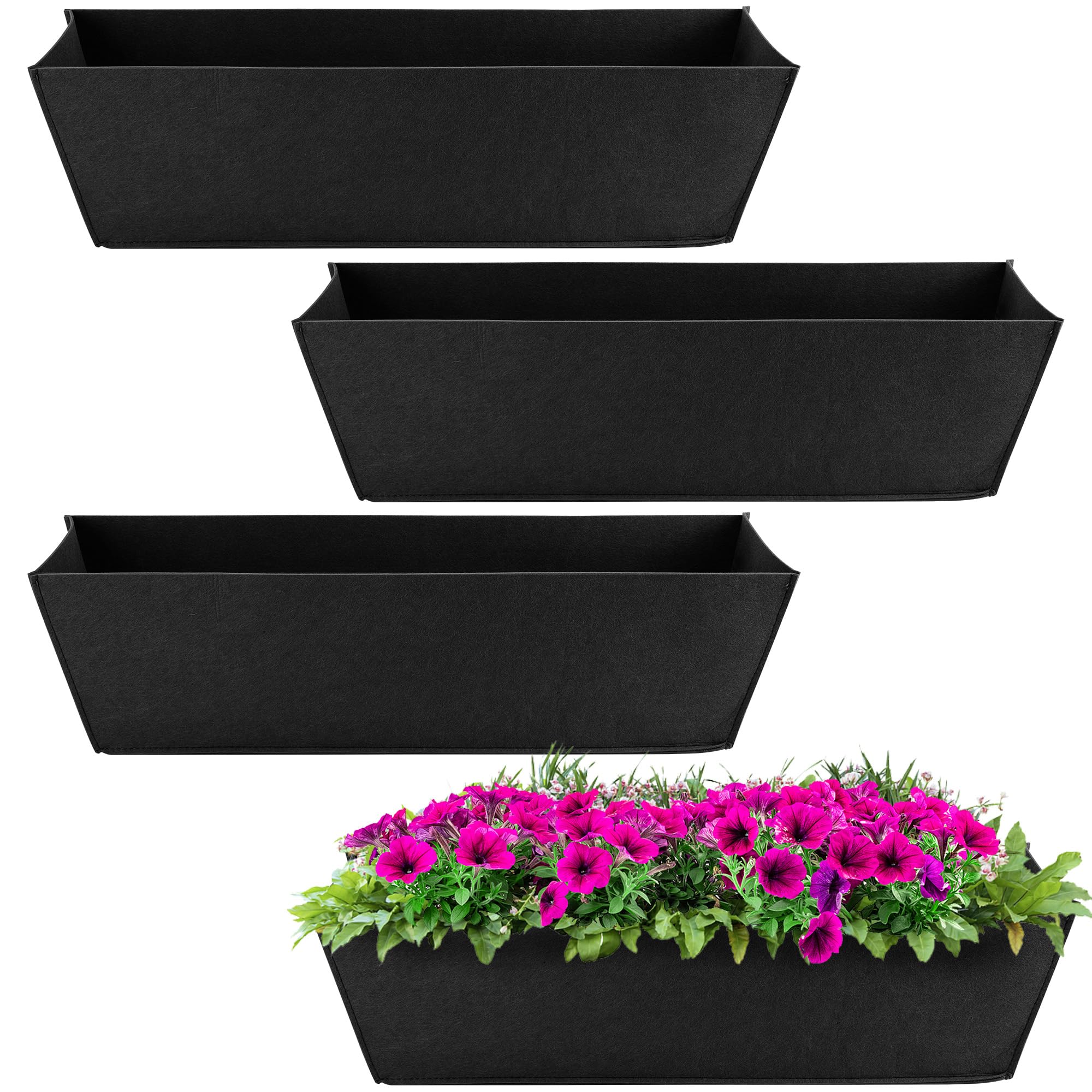 Adnee rectangular window box liner for 24-inch planters, durable and moisture-balanced.