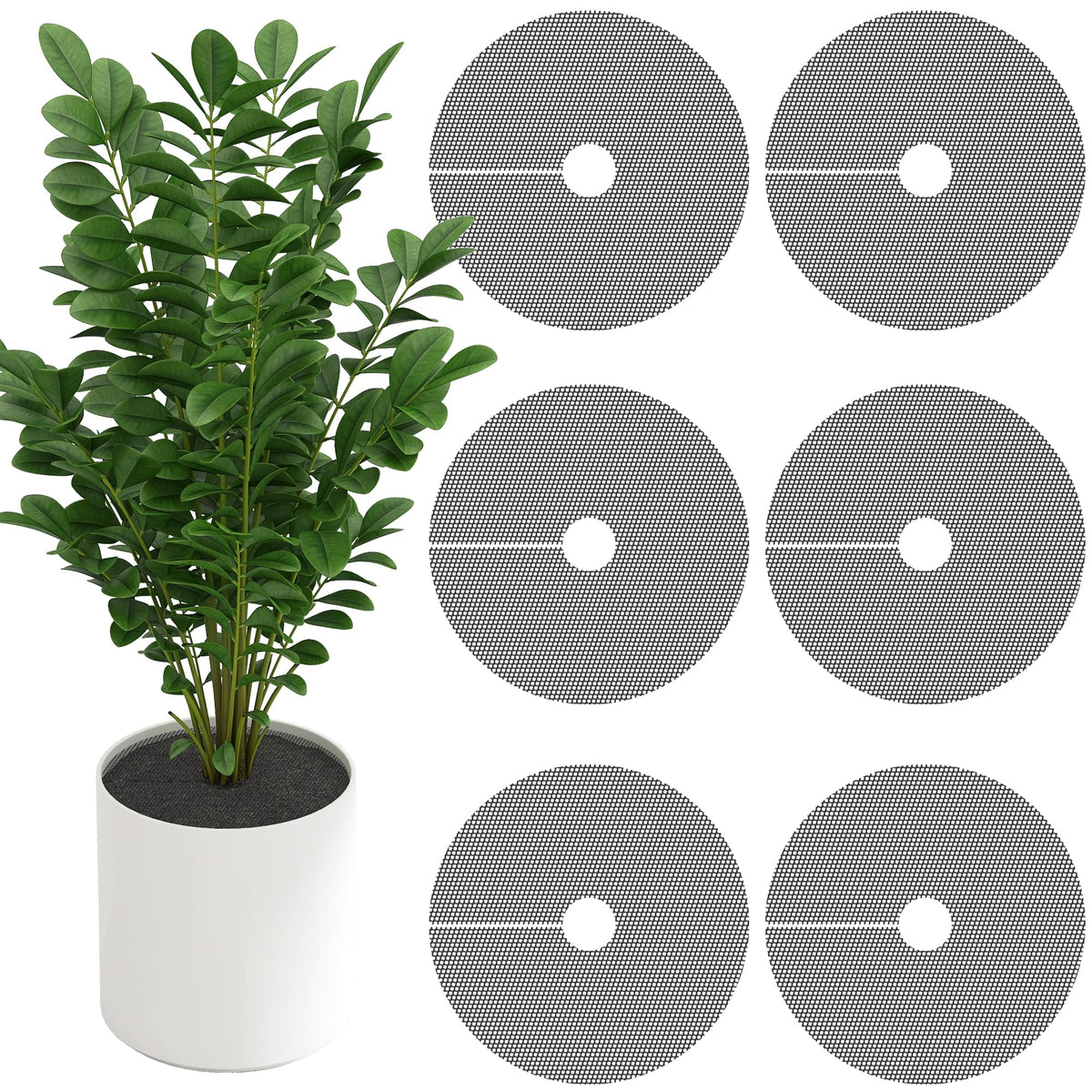 Adnee plant pot grid cover protects outdoor pots from animals.