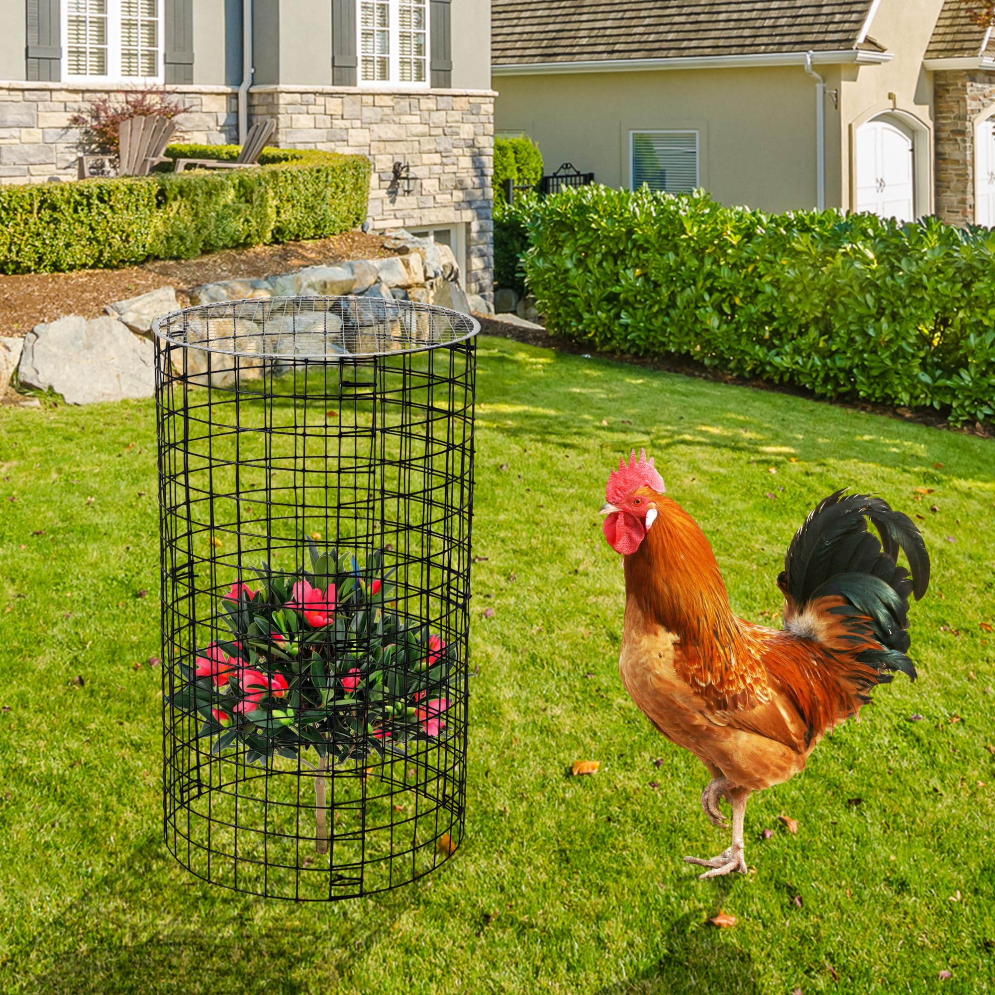 Adnee 8-pack plant protectors with stakes, clips and ties for full coverage.
