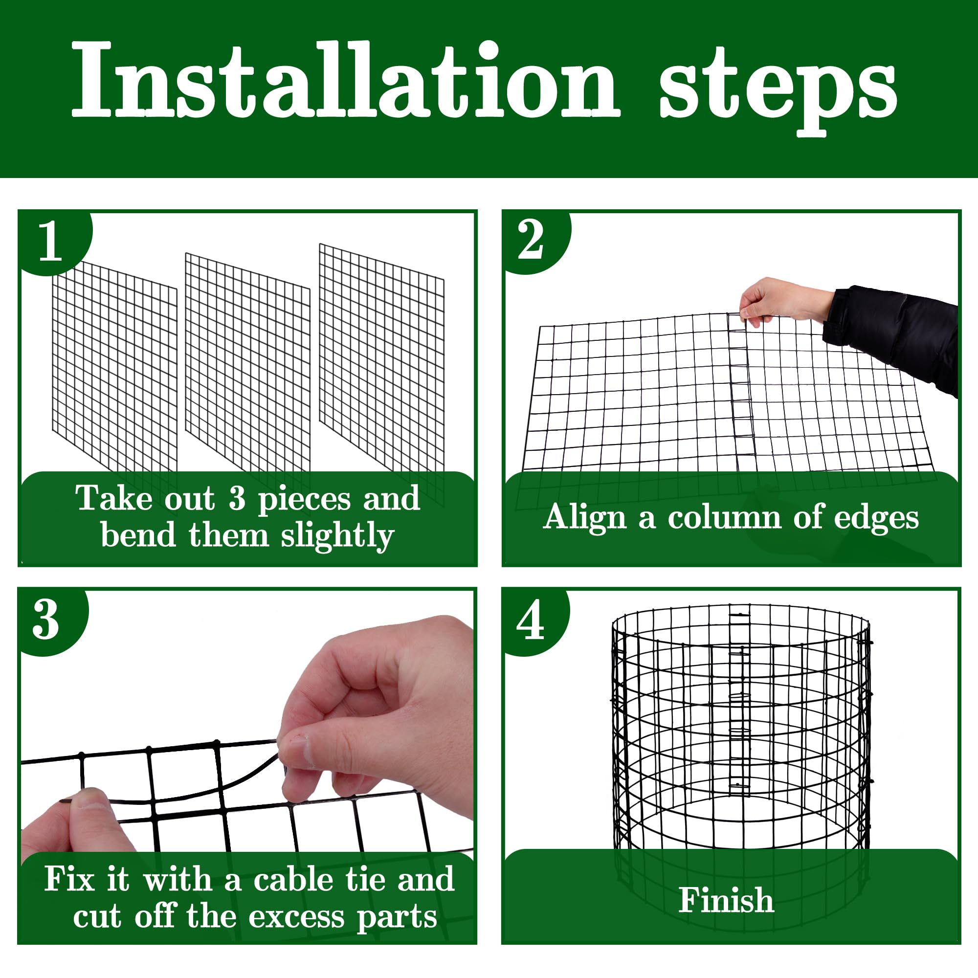 Adnee circular grid panels assemble into versatile garden cages for various plants.