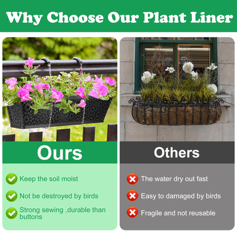 Adnee easy-fit rectangle liner simplifies planter setup for diverse plants.