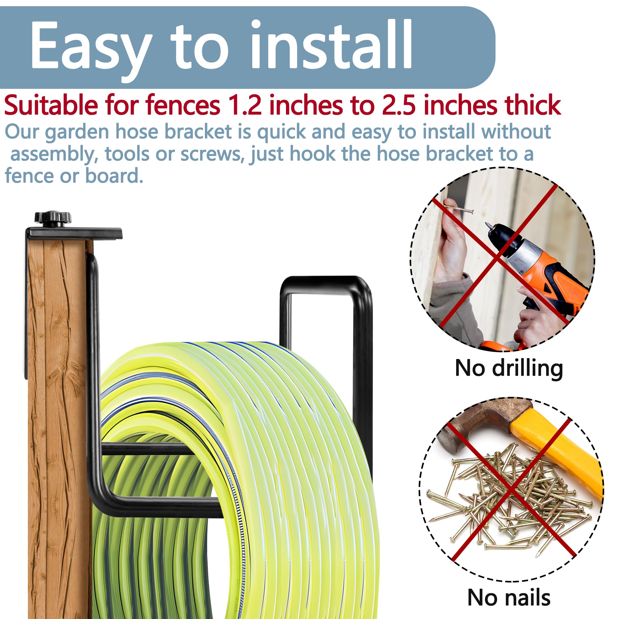 Adnee fits fences or rails with a tool-free adjustable clamp.