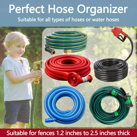 Adnee organizes garden hoses to reduce tangles and tripping hazards.