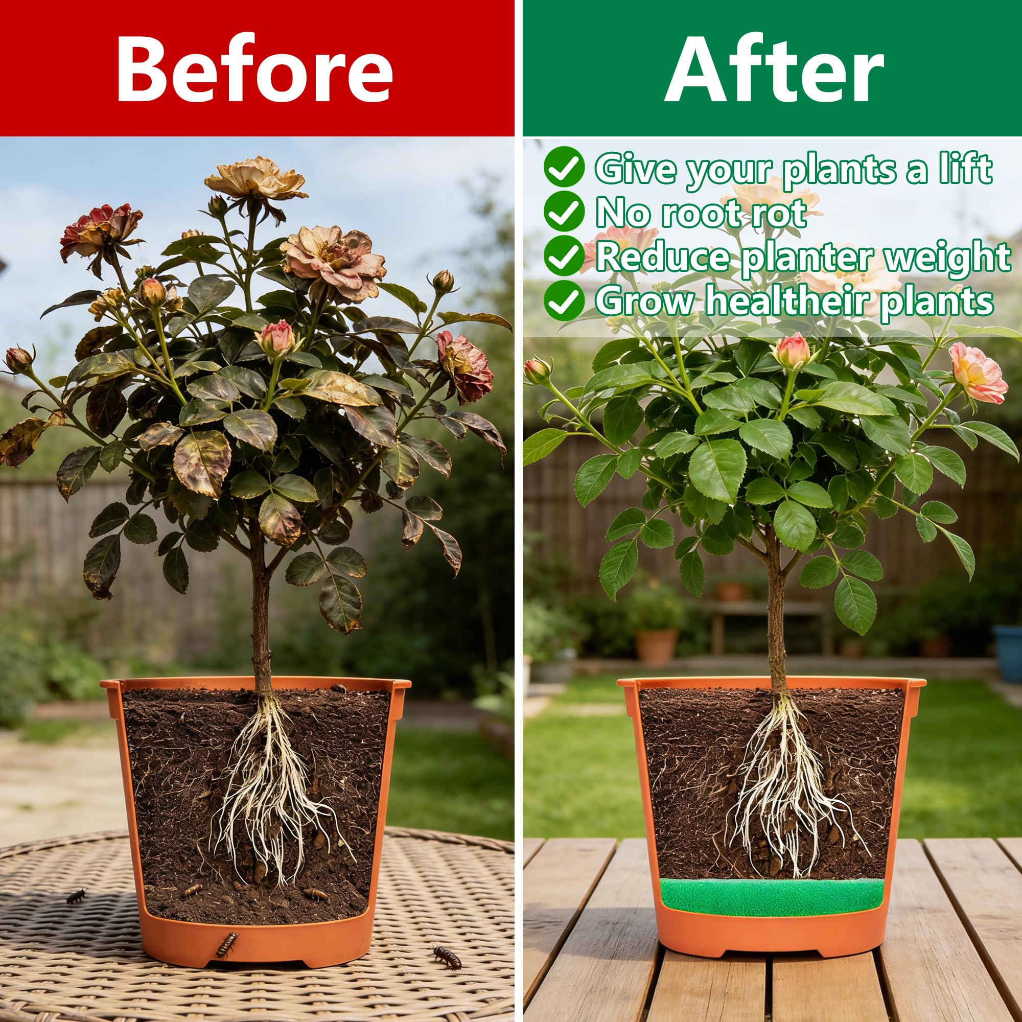 Adnee planter filler demonstrates root protection and drainage for healthier plants.