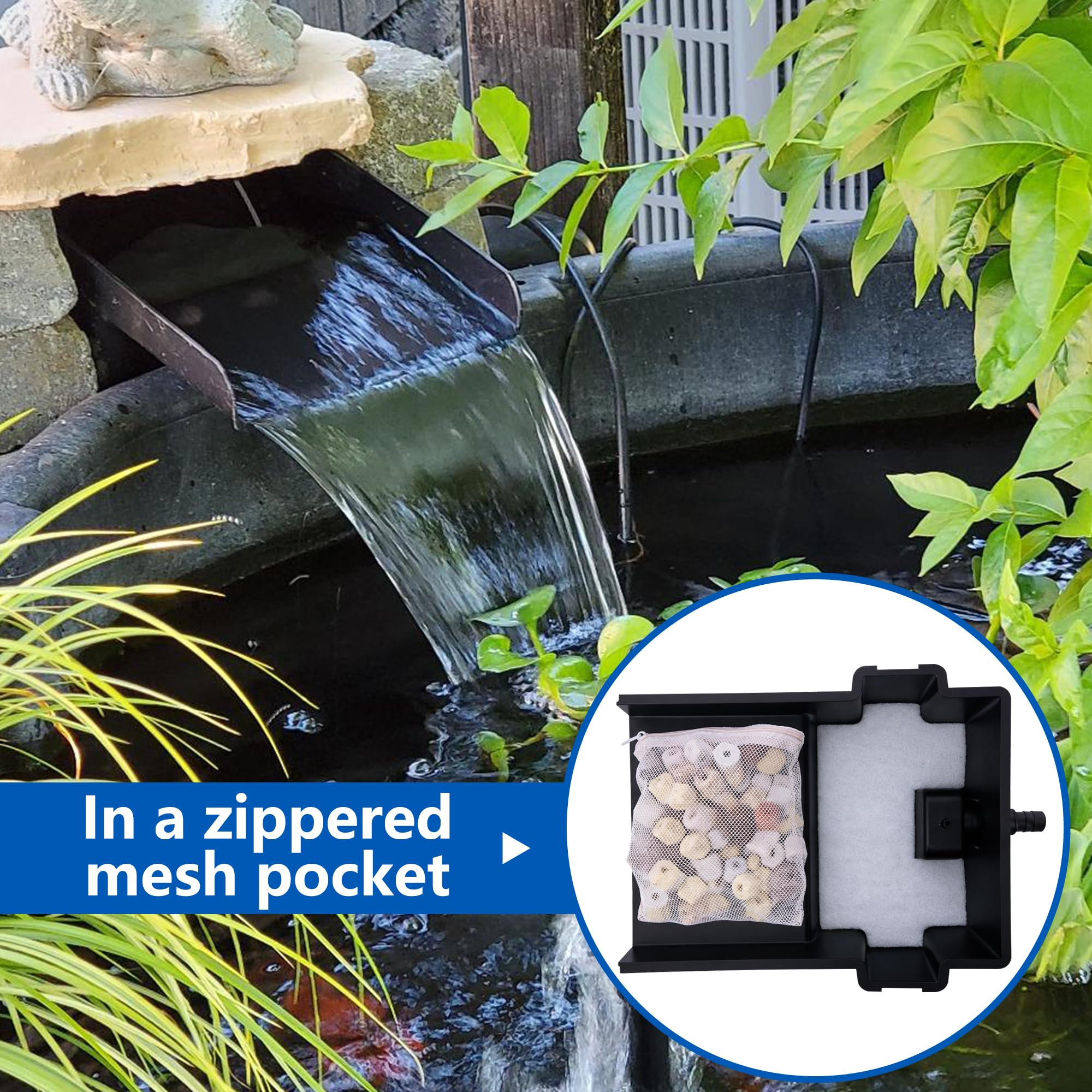 Adnee pond ecosystem improvement through balanced filtration.