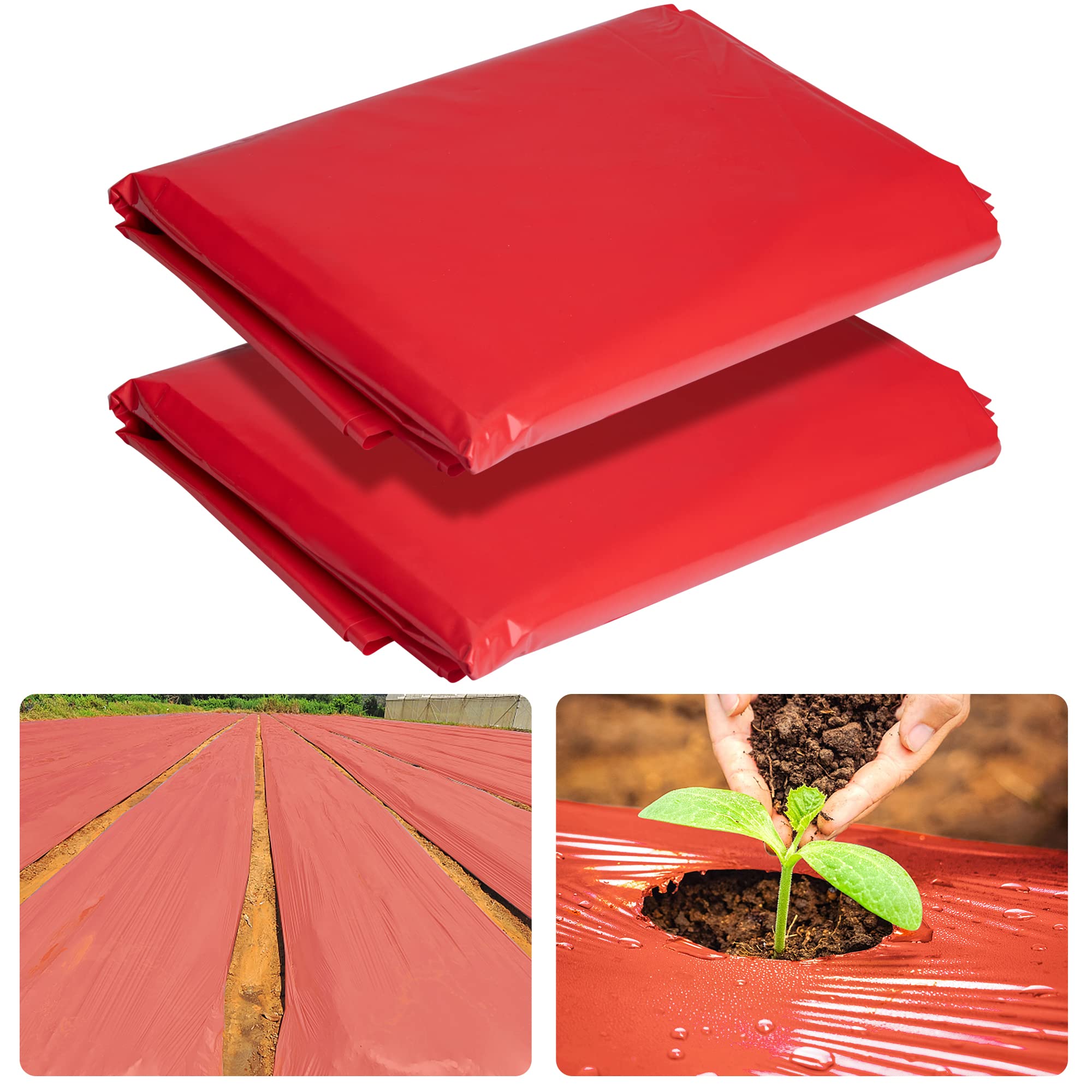 Adnee red mulch film 4ft x 25ft roll enhances soil warmth and weed suppression