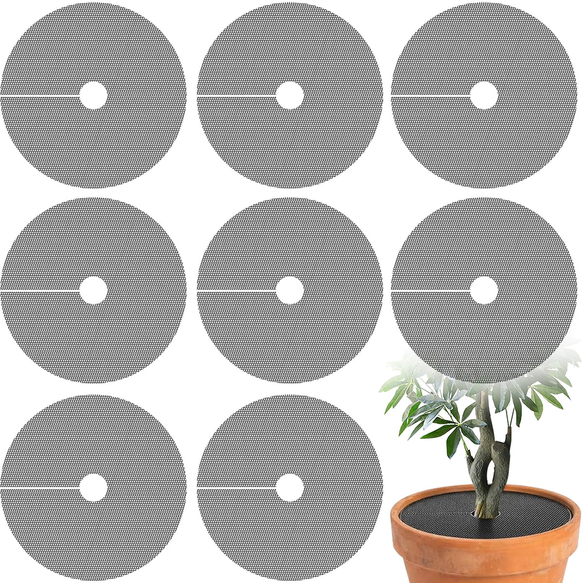 Adnee round plant grid guarding a pot from pets, ideal for indoor use.