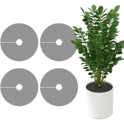Adnee round pot grid in action shields plants from animals outdoors.