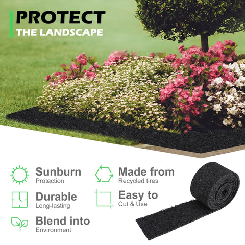 Adnee rubber mulch roll wrapped around a tree with precise edging