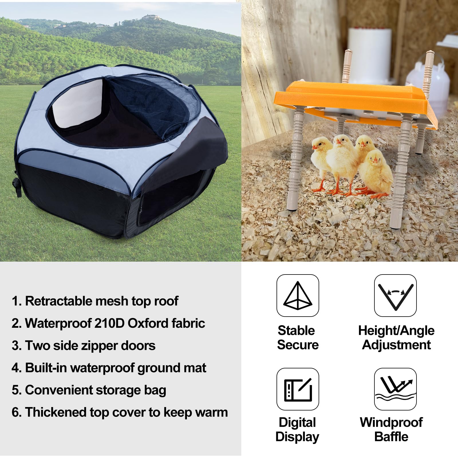 Adnkwolivt Brooder heating plate adjustable for even warmth