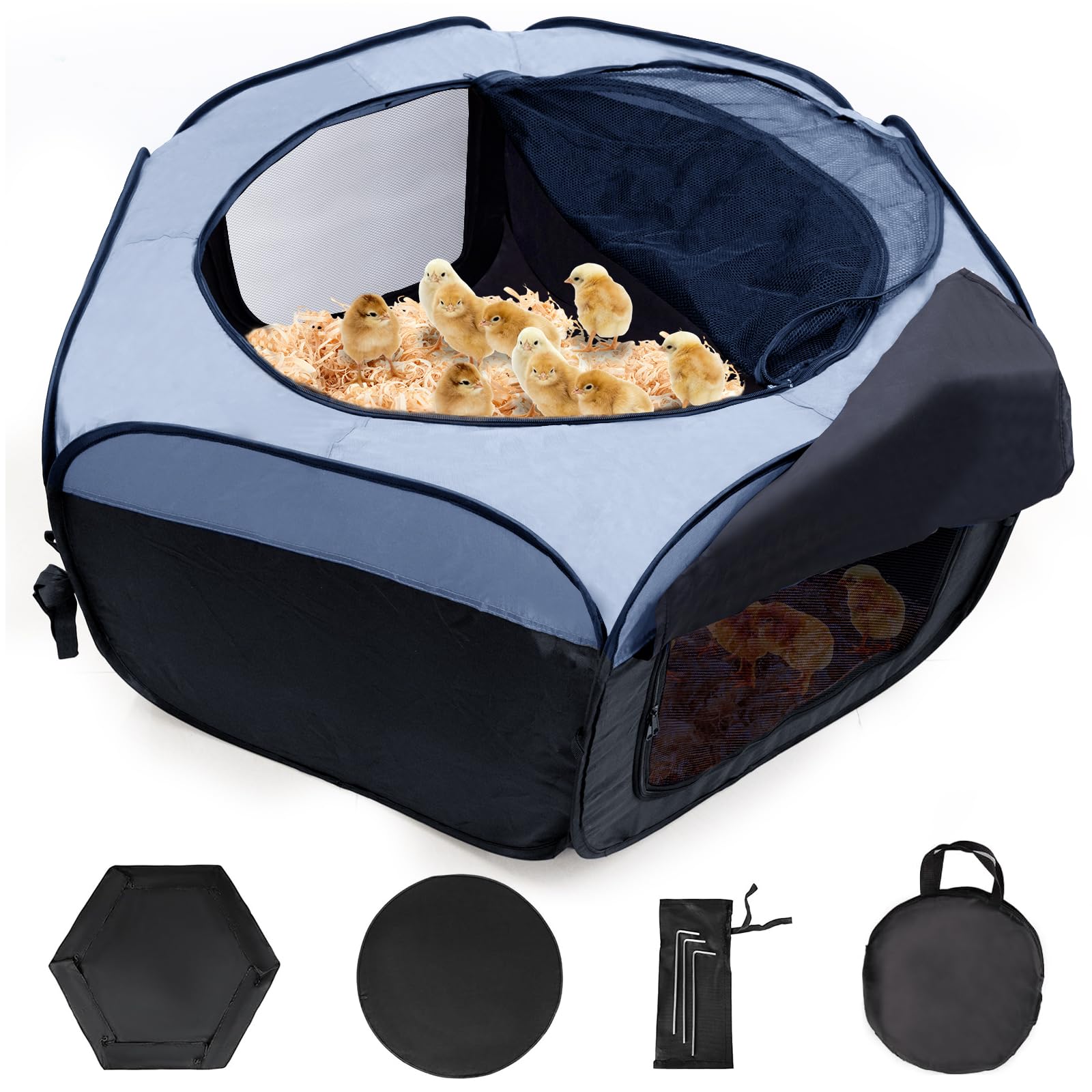 Adnkwolivt Chick Brooder Box front view with dual doors for easy chick access