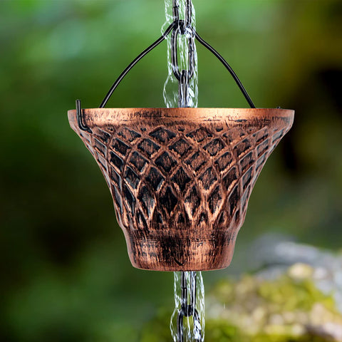 Adorafur garden water feature rain chain creates a calming cascade.