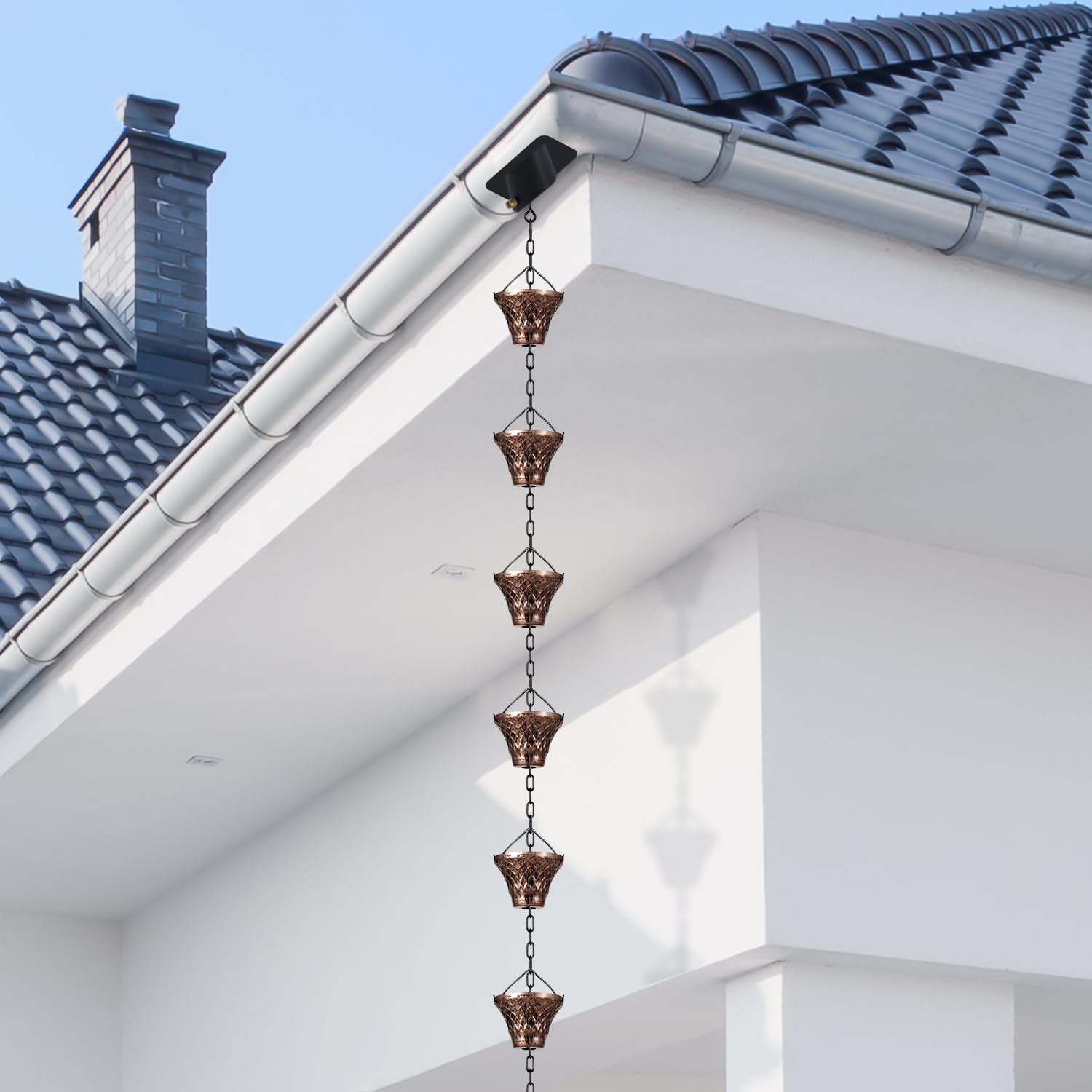 Adorafur narrow-drain design reduces splash for quieter rain flow.