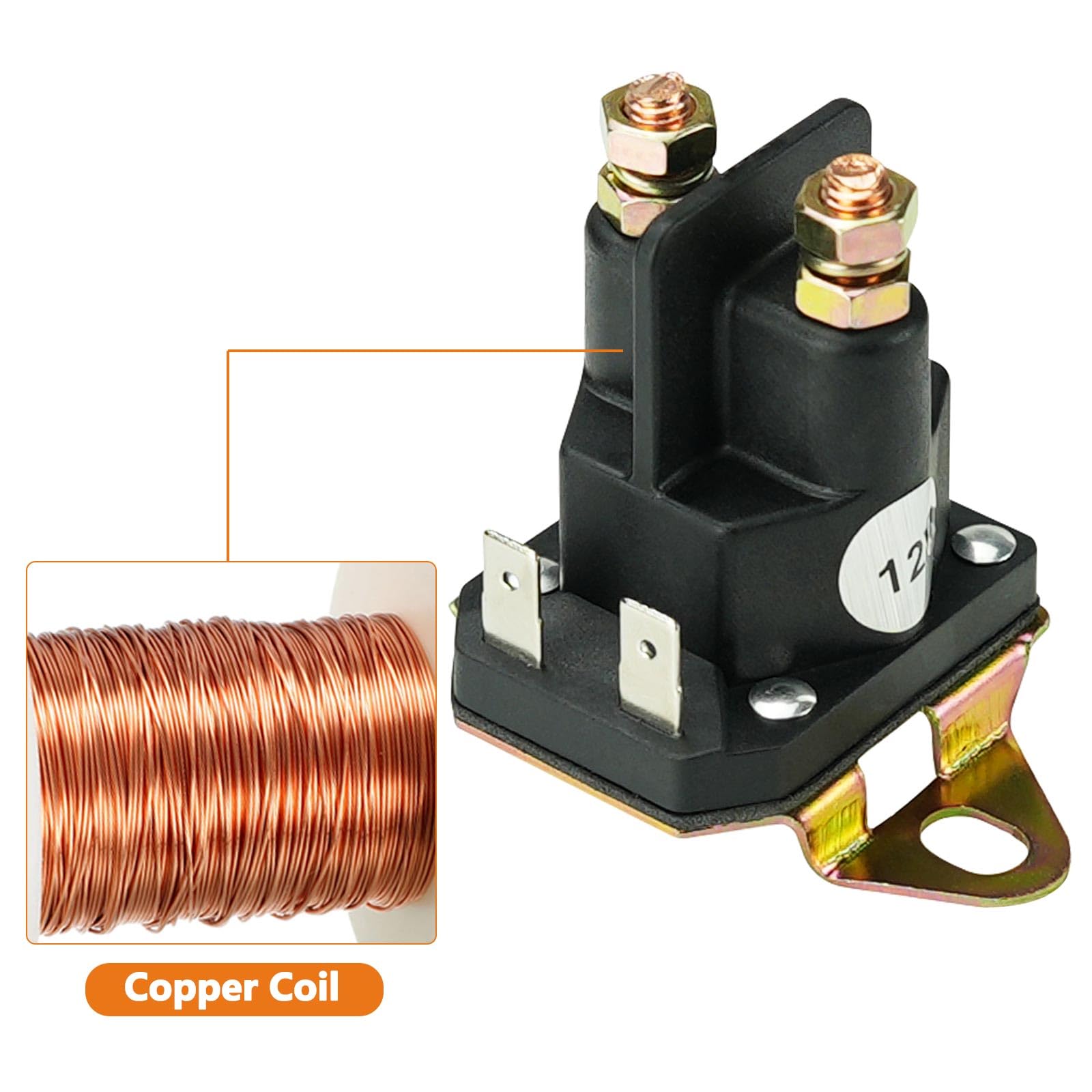 Adorish copper-cadmium contact inside solenoid for durable switching.