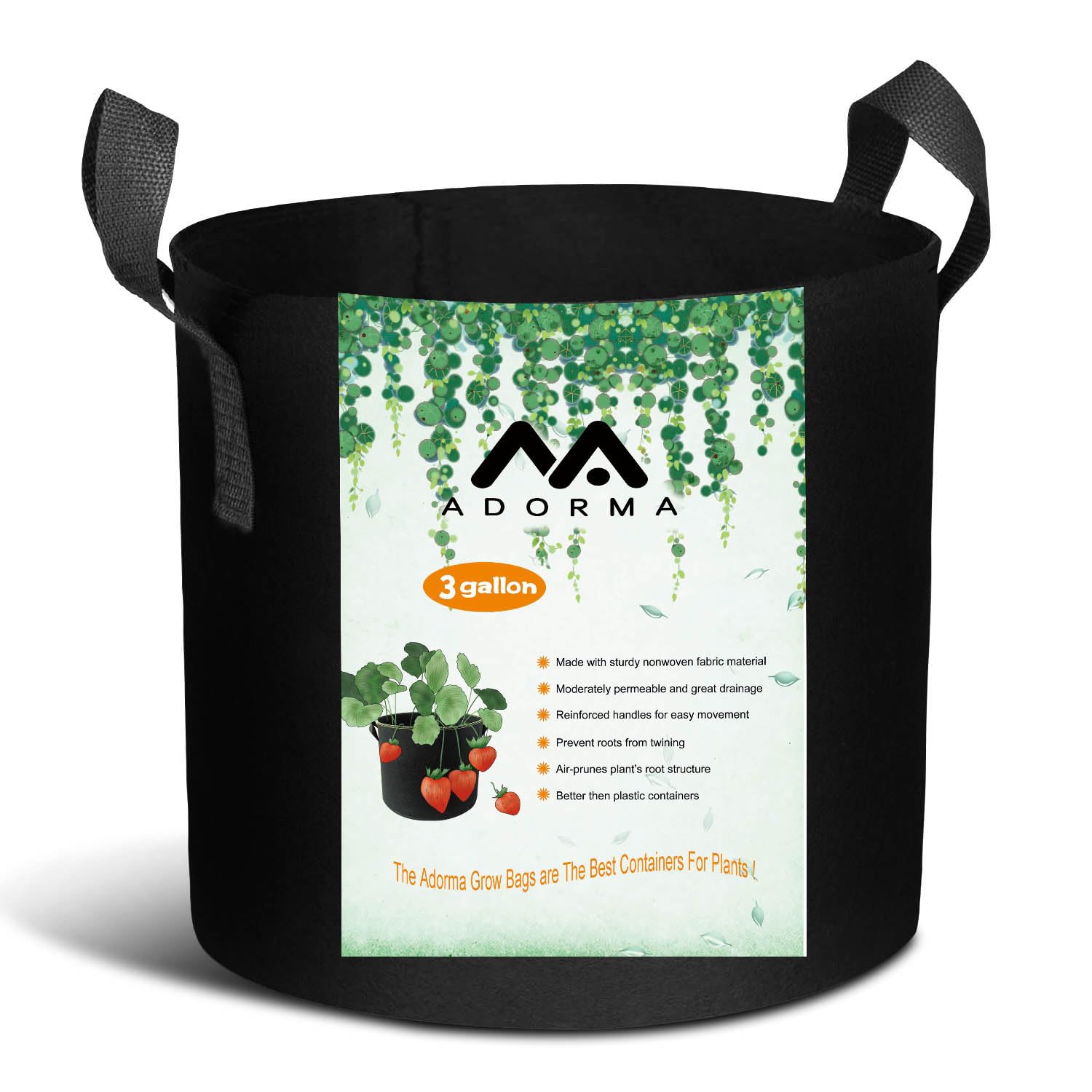 ADORMA 12-pack 3-gallon grow bags ready for versatile container gardening and easy transplanting.