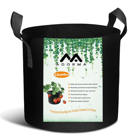 ADORMA 12-pack grow bag close-up shows breathable fabric for healthy roots.