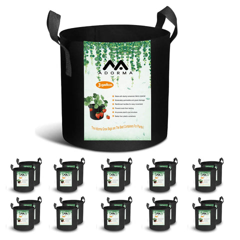 ADORMA 3 gallon grow bag flat view for versatile balcony planting