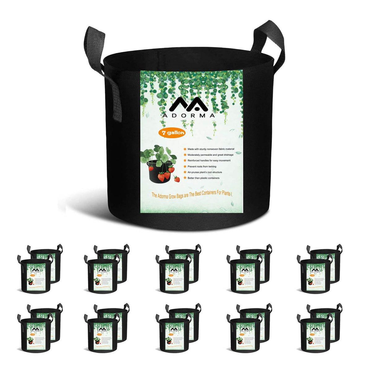 ADORMA 7-gallon grow bag with ample space for large vegetables.