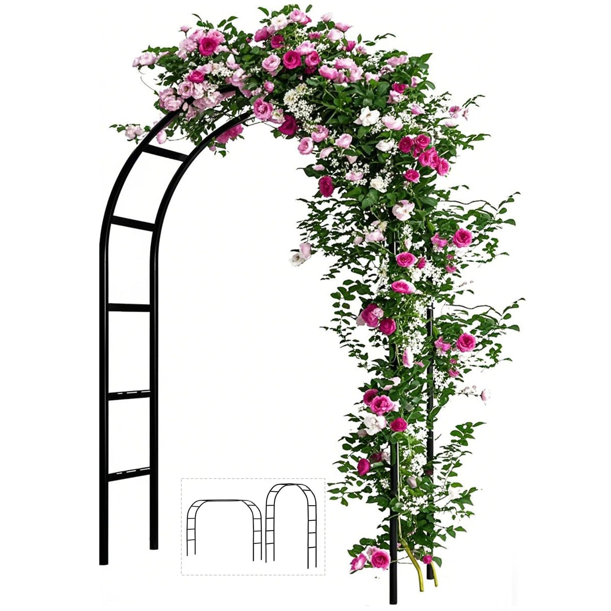 Adorox 7-8ft garden arch trellis supports vines for a charming outdoor entry.