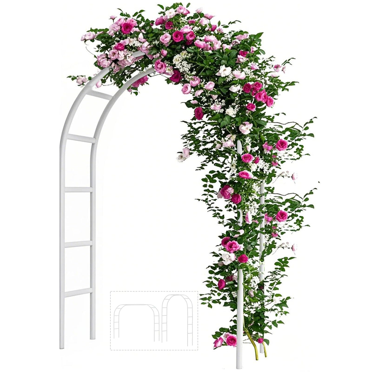Adorox metal garden arch trellis, 7-8ft wide, ideal outdoor climbing plant support