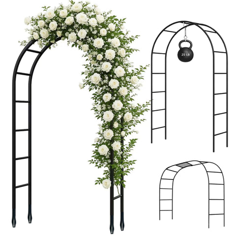 Adorox thickened-tube garden arch, full-arch view ready for an elegant entrance.
