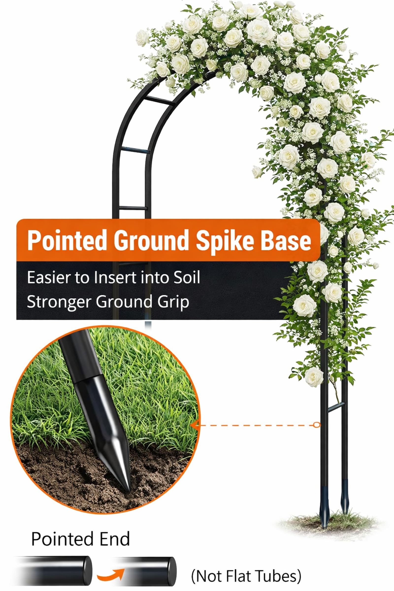 Adorox thickened-tube garden arch shows sturdy tubes for stability.