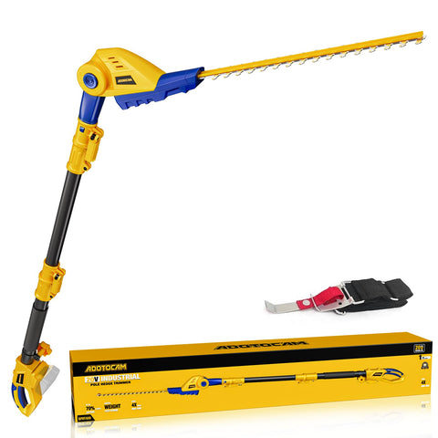 ADOTOCAM cordless pole hedge trimmer extension pole for tall hedges