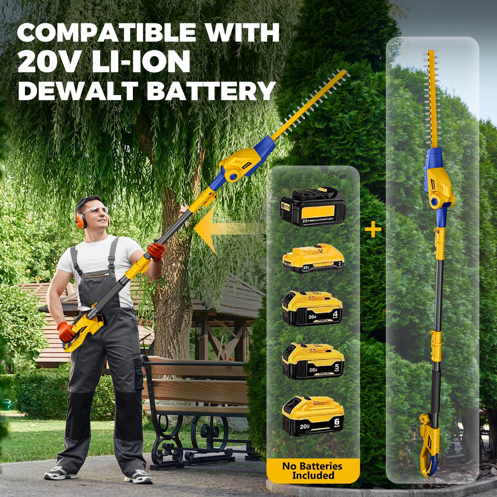 ADOTOCAM 16-inch dual blades hedge trimmer cutting thick branches smoothly