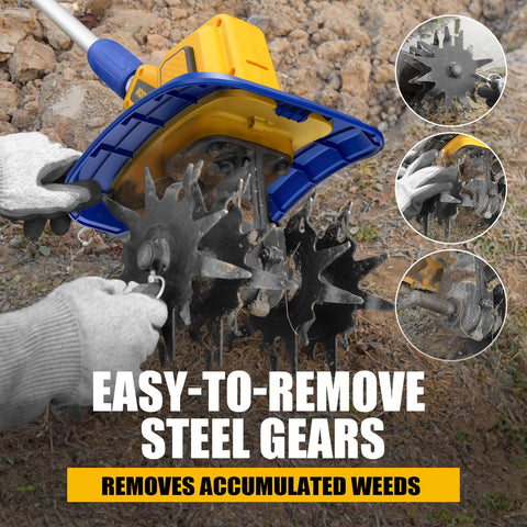 ADOTOCAM cordless tiller features an adjustable ergonomic handle for comfortable use