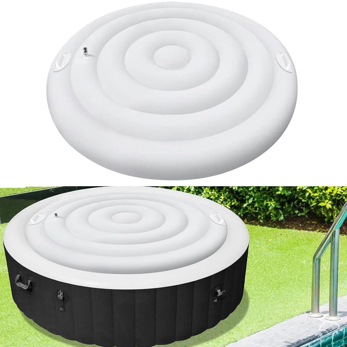 Adozsb hot tub cover with handle sealing protects the spa while keeping water warm.