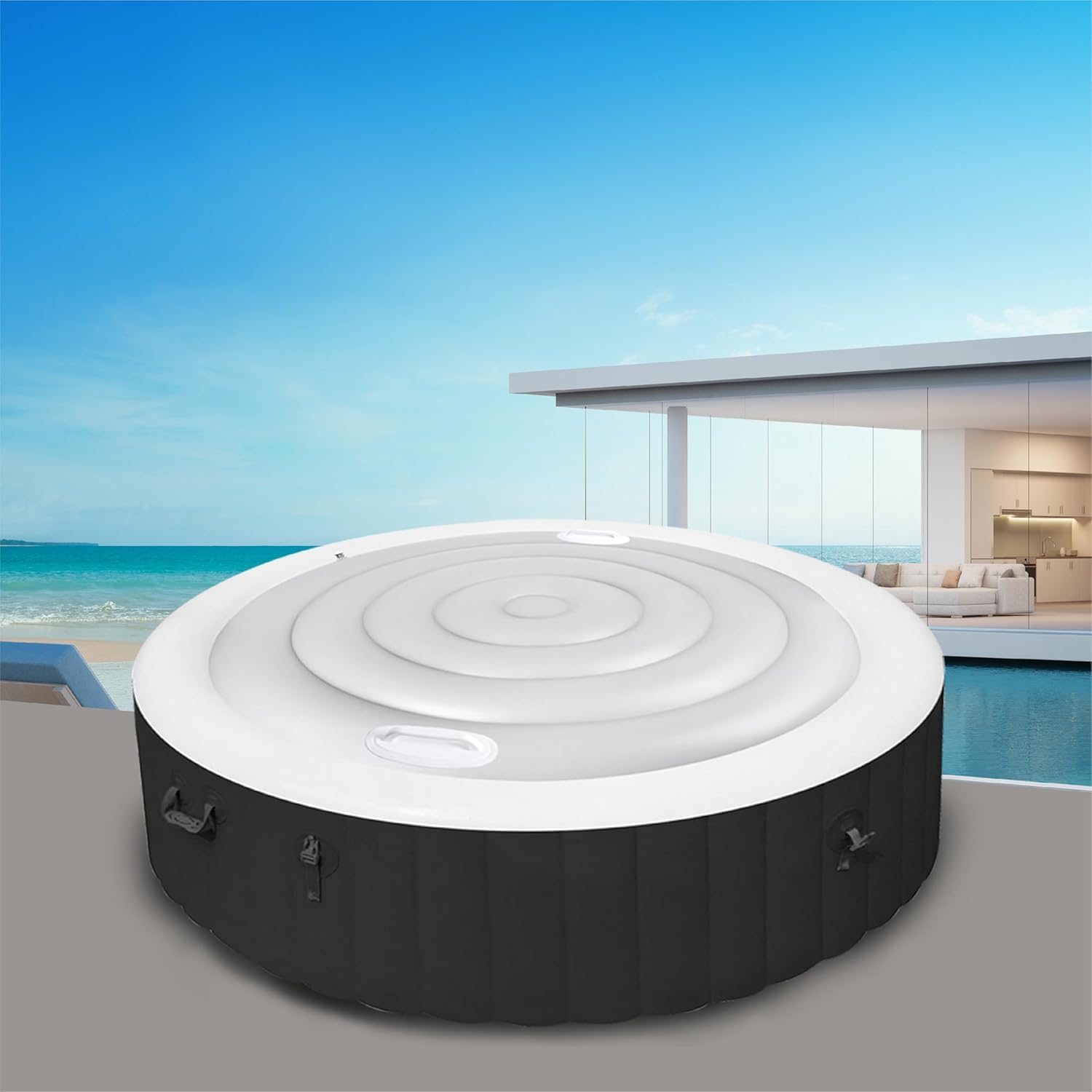 Adozsb outdoor spa cover for SaluSpa Coleman 4.5ft helps reduce heat loss overnight.