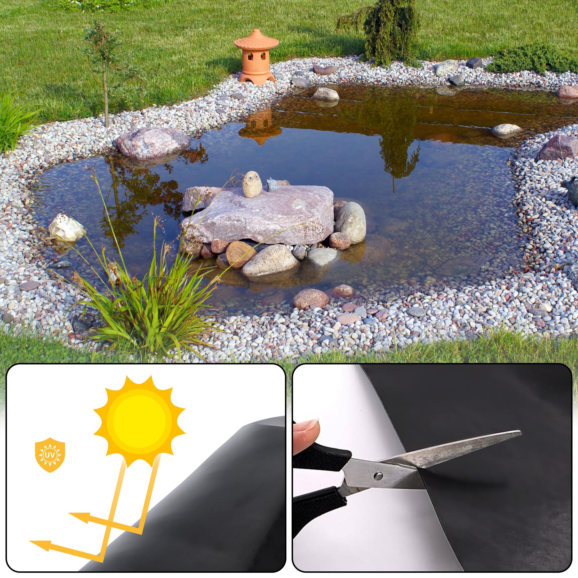 Adroiteet garden fountain liner protects water features and soil
