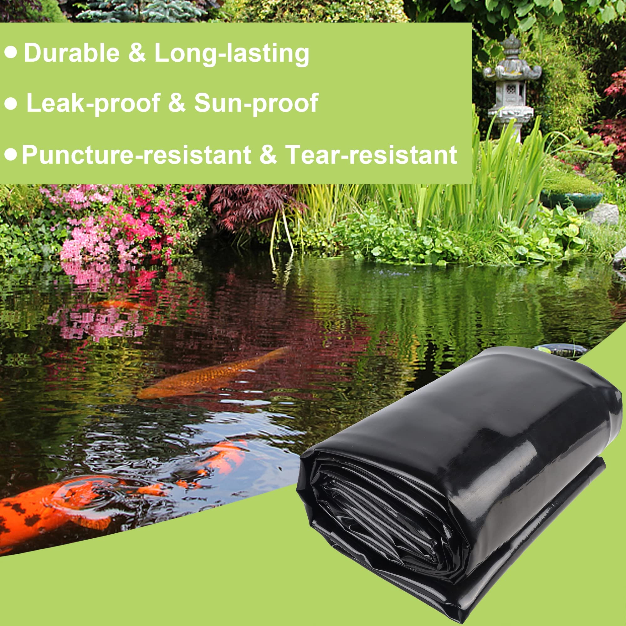 Adroiteet pond liner suitable for koi ponds, fountains, and waterfalls.