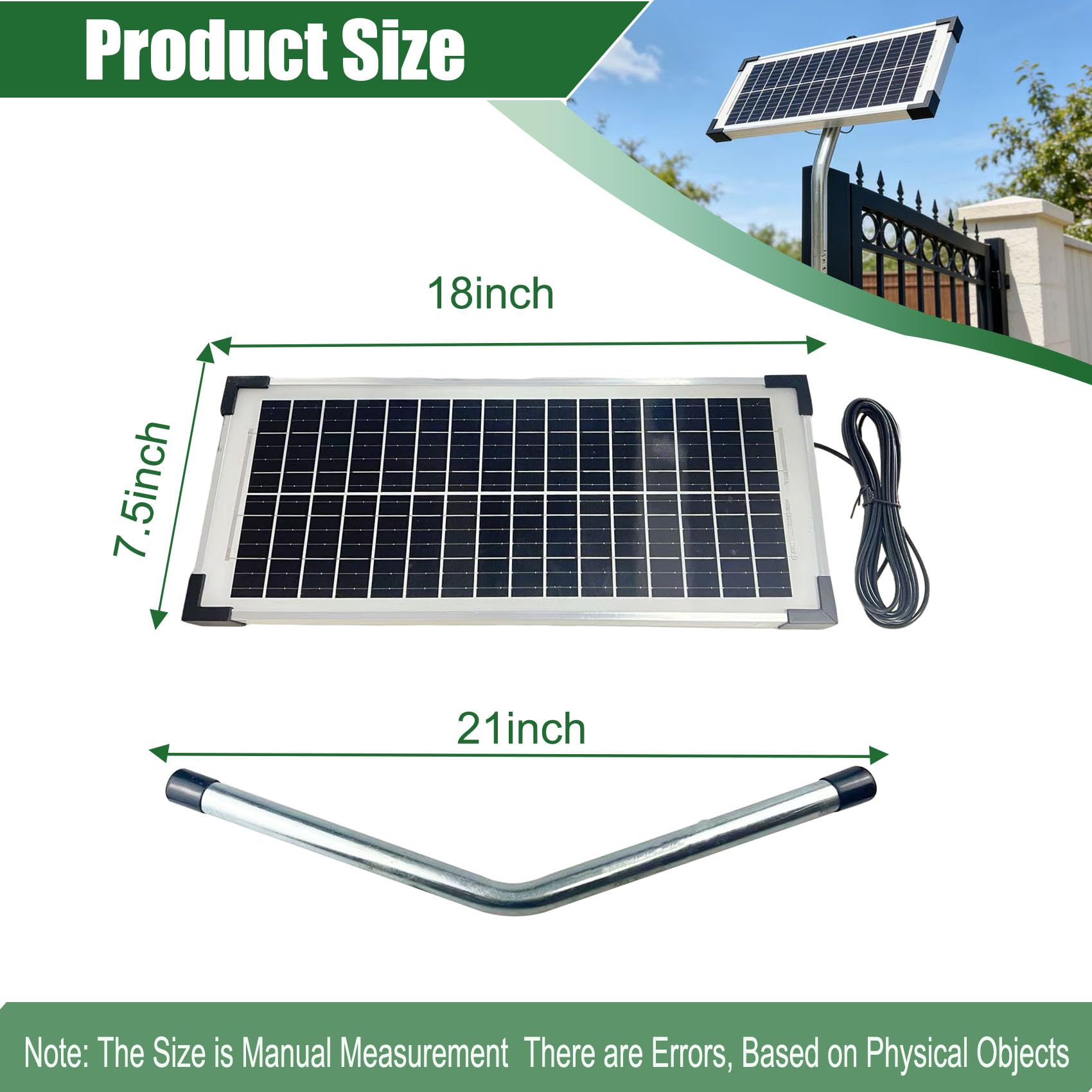 12V portable solar panel powering a gate system outdoors