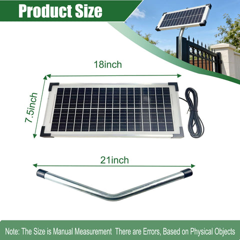12V portable solar panel powering a gate system outdoors