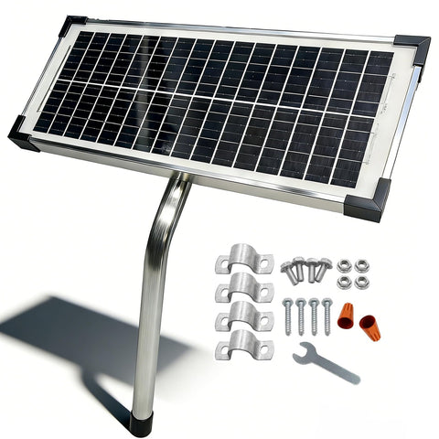 ADsunves FM123 10W solar panel kit powering Mighty Mule in sunlight