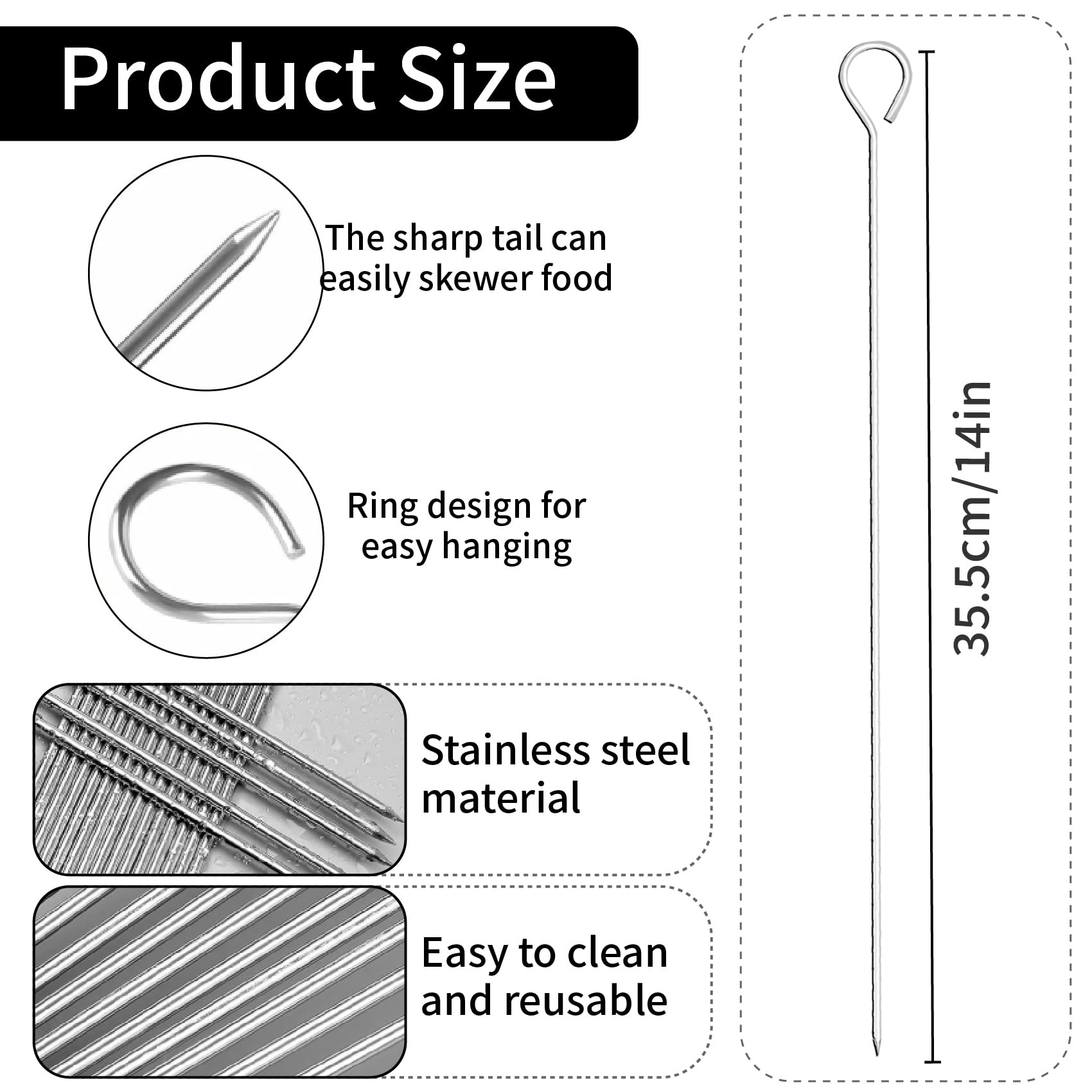 ADULLPONY stainless skewers durable design built to last across many barbecues.