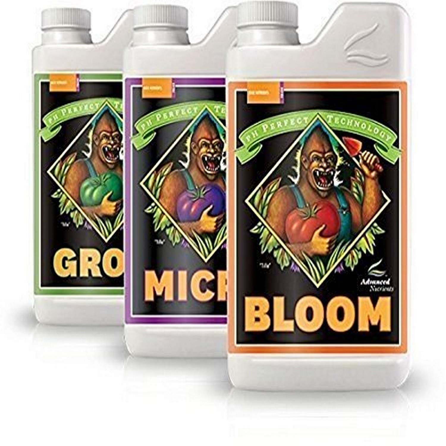 Advanced Nutrients Bloom-Micro-Grow bundle bottle—efficient nutrient delivery for healthy growth.