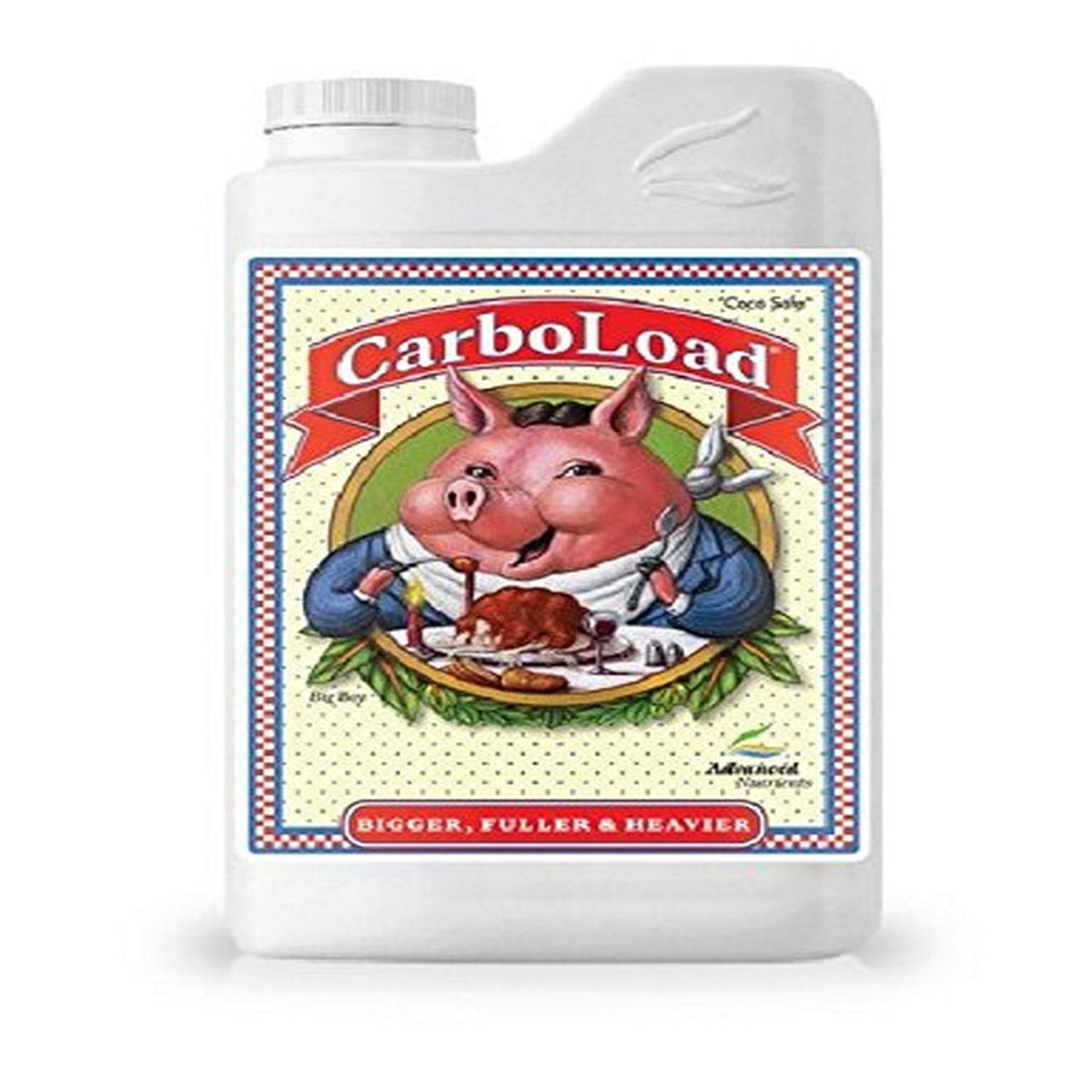 Advanced Nutrients Carboload liquid fertilizer bottle for root development and flowering support.
