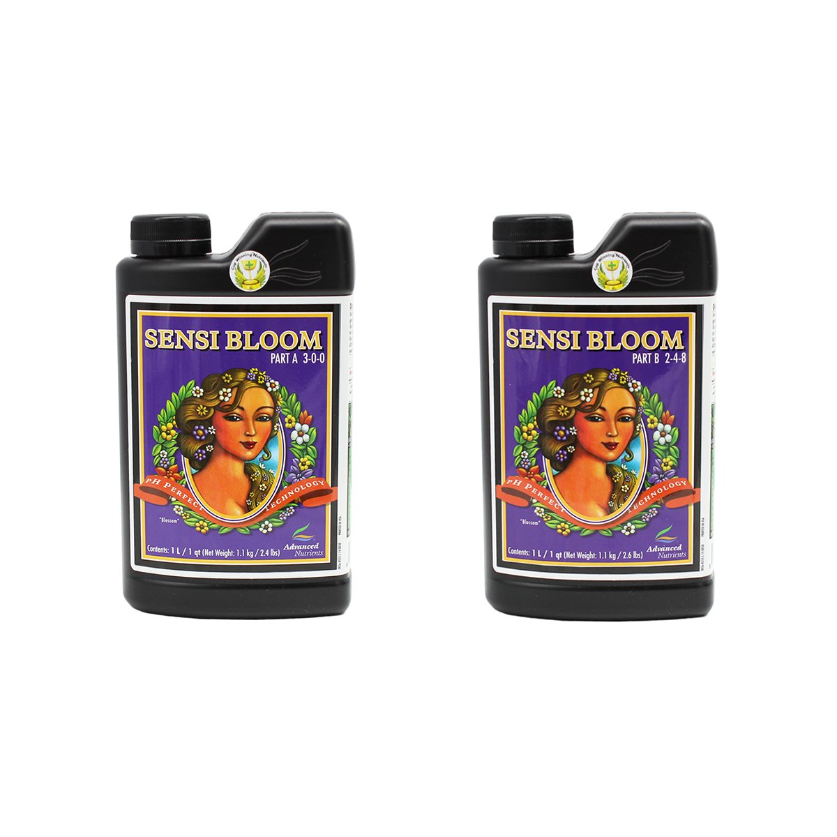 Advanced Nutrients Sensi Bloom Part A+B 2-pack 1L bottles support strong bloom development