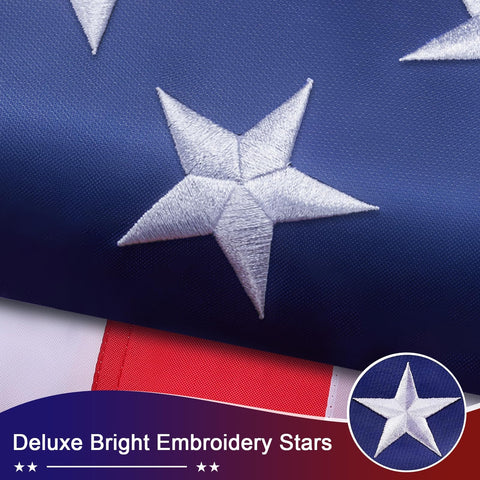 ADVELILD American flag close-up showing embroidered stars for premium craftsmanship.