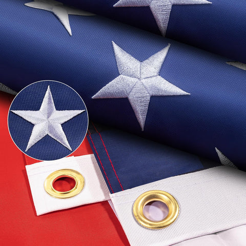 ADVELILD flag edges reinforced with four-stitched seams for longevity.