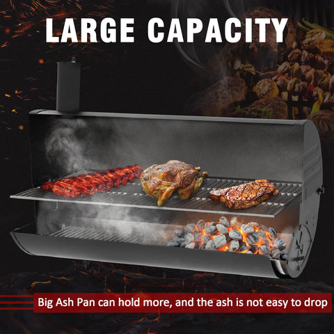 Adviace easy-dump design enables quick cleanup after grilling.