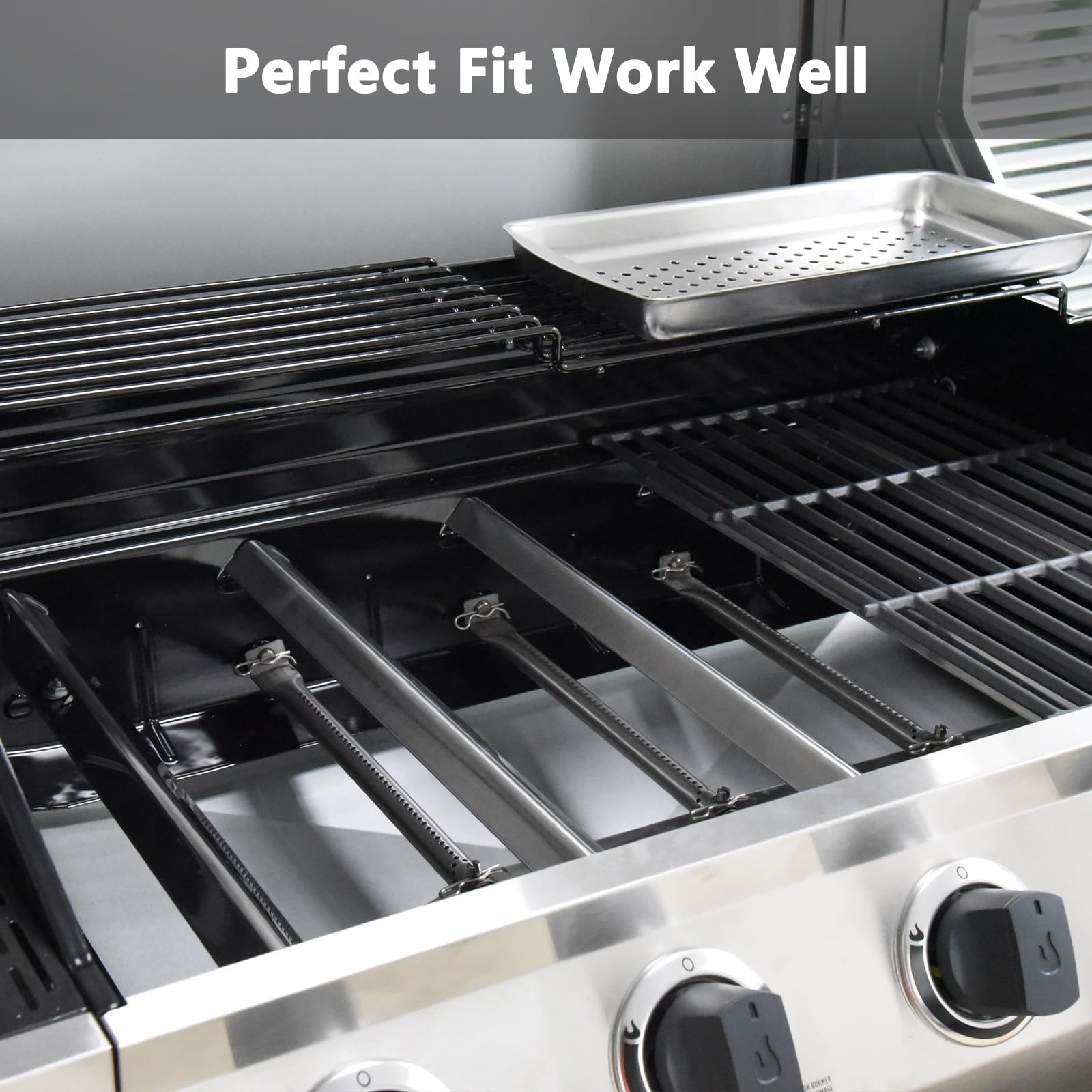 Adviace carry-over tubes for Charbroil extend grill life and steady heat